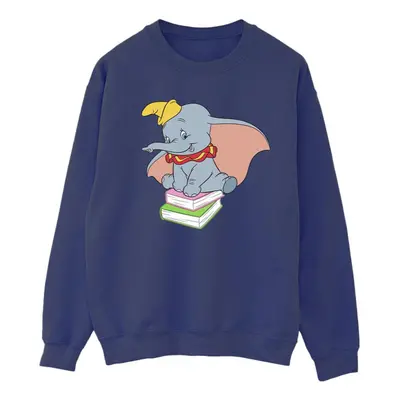 (M, Navy Blue) Disney Womens/Ladies Dumbo Sitting On Books Sweatshirt