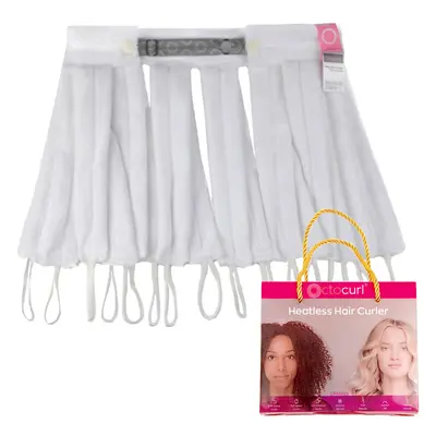 Octocurl Microfiber Headband Overnight Heatless Hair Curlers for Short Hair White