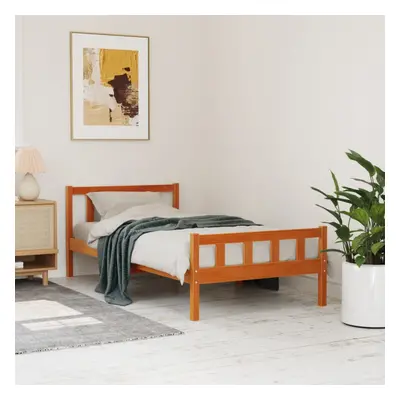 vidaXL Bed Frame with Headboard Wax Brown 90x190 cm Single Solid Wood Pine