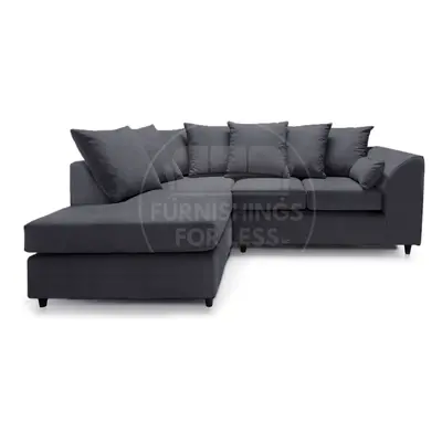 (Black, Left Hand Corner) Casper Chenille Fabric Corner Sofa Range