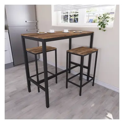 (Dark Wood) Roslyn Seater Home Dining Bar & Stool Table Set