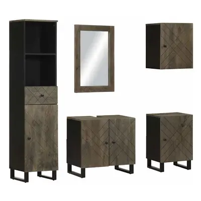 vidaXL Piece Bathroom Furniture Set Black Solid Wood Mango bathroom cabinet