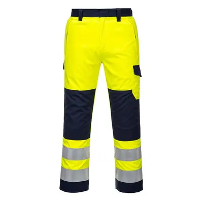 (XL, Yellow/Navy) Portwest Mens Modaflame Hi-Vis Trousers