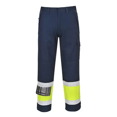 (M R, Yellow/Navy) Portwest Mens Hi-Vis Modaflame Work Trousers