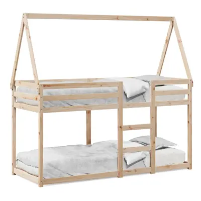 (natural, x cm) vidaXL Bunk Bed with Roof Children Bed Frame White 90x190 cm Solid Wood Pine