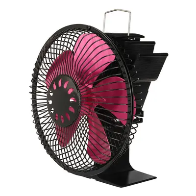 (Pink) Large Air Volume Heater Fan: 5-Leaf, 5-Color Fireplace with Cover