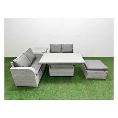 Fimous Seater Outdoor Love Sofa Set Rattan Garden Furniture Set with Adjustable Lifting Dining o