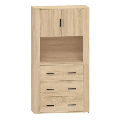 vidaXL Highboard Sonoma Oak Engineered Wood Cupboard Sideboard Storage Cabinet