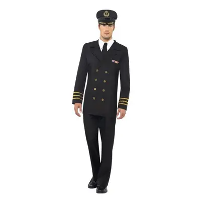 Smiffy's Adult Men's Navy Officer Costume, Jacket, Trousers, Mock Shirt And - - navy officer cos