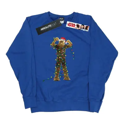 (M, Royal Blue) Star Wars Womens/Ladies Chewbacca Christmas Lights Sweatshirt