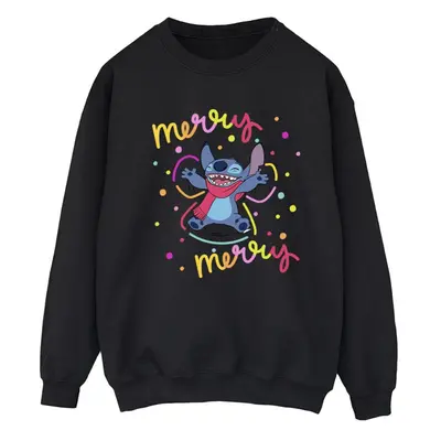 (XL, Black) Disney Womens/Ladies Lilo & Stitch Merry Rainbow Sweatshirt