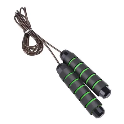 (Green) Tangle Free Rapid Speed Jumping Rope Cable with Ball Bearings Steel Home Exercise Slim B