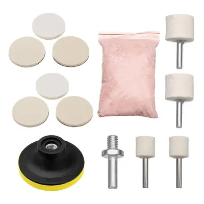 3pcs Cerium Oxide Polishing Powder with Felt Polishing Pad Polishing Wheel Kit