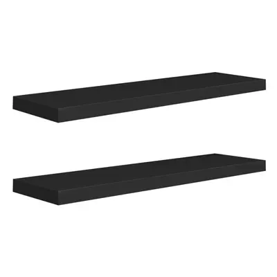 vidaXL 2x Floating Wall Shelves Black 90x23.5x3.8 cm MDF Display Hanging Rack