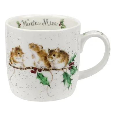 Wrendale Winter (Mice) Single Mug, Bone China, Multi Coloured, x 8.4 x cm