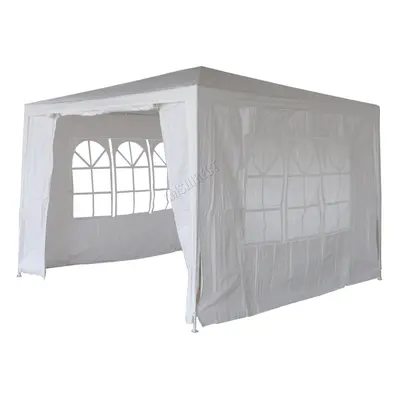 (White) BIRCHTREE 3x3m Garden PE Gazebo Party Wedding Camping Tent With Walls Canopy