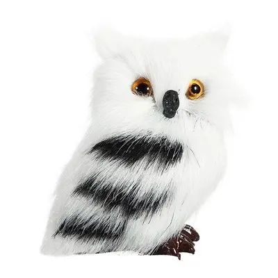 5PCS Owl White Black Furry Christmas Ornament Decoration Toys Adornment Simulation