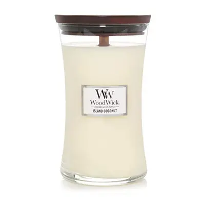 Woodwick Large Hourglass Scented Candle | Island Coconut | with Crackling Wick | Burn Time: Up t