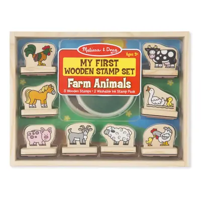 Melissa & Doug My First Wooden Stamp Set - Farm Animals - Art Projects With Washable Ink Farm Th