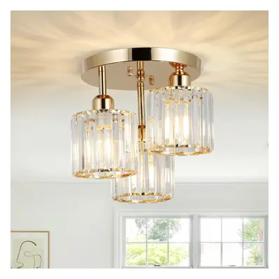 Modern Crystal Ceiling Light Retro 3-Light Ceiling Lamp Gold, for Living Room, Hallway, Bedroom,