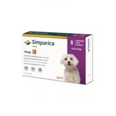 Simparica 10mg Chewable Tablets For Dogs >2.5-5 Kg (6-11 Lbs)