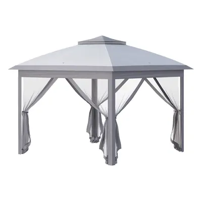 Outsunny Pop Up Gazebo Height Adjustable Canopy Tent w/ Carrying Bag, Grey