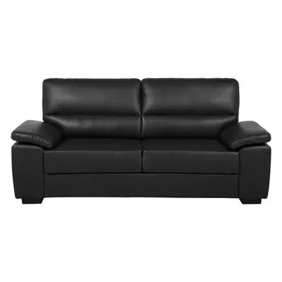 3 Seater Faux Leather Sofa Black VOGAR