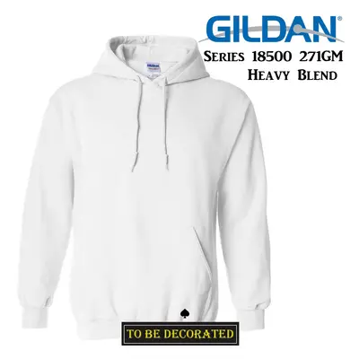 (5XL) Gildan White Hoodie Heavy Blend Basic Hooded Sweat Sweater Men's - 5XL