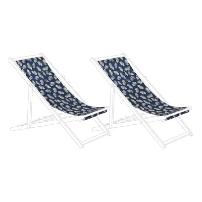 Set of Sun Lounger Replacement Fabrics Floral Pattern Navy Blue ANZIO / AVELLINO