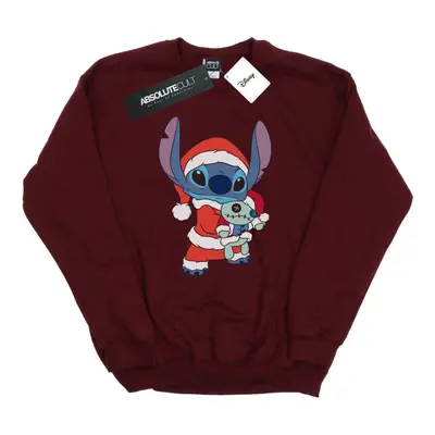 (M, Burgundy) Disney Womens/Ladies Lilo And Stitch Stitch Christmas Sweatshirt