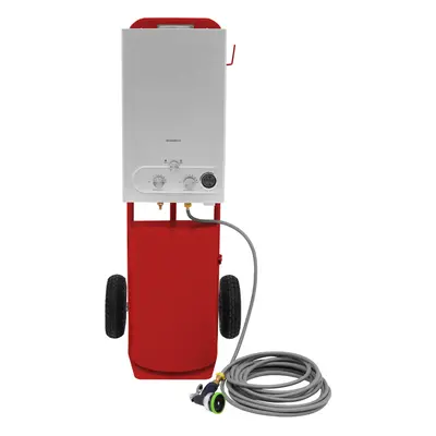 (18L Portable Horse Shower Instant Gas Hot Water Heater LPG Boiler & Trolley Red) Portable Horse