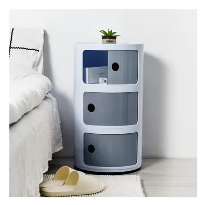 (White&Grey) Cylindrical Multi-Tiered Plastic Storage Drawer Unit