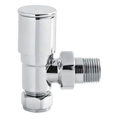 Angled Round Modern Radiator Valves, Sold in Pairs - Chrome