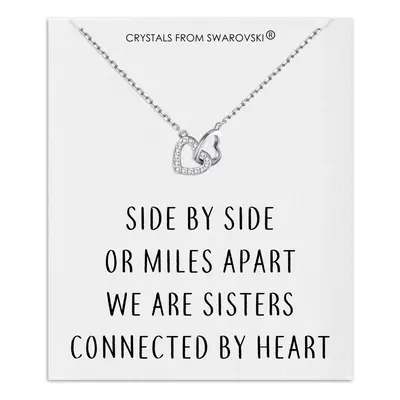 Sister Heart Link Necklace with Quote Card Created with Swarovski Crystals