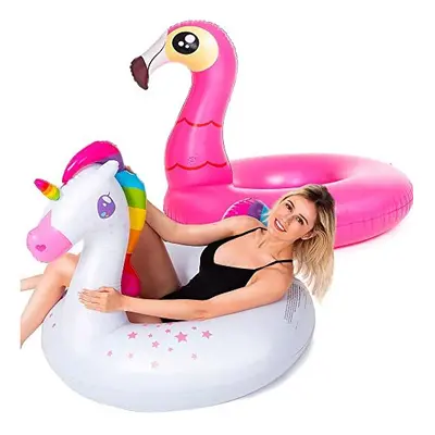 JOYIN Inflatable Flamingo and Unicorn Pool Float, Swimming Rings, Swimming Raft, Beach Swimming 