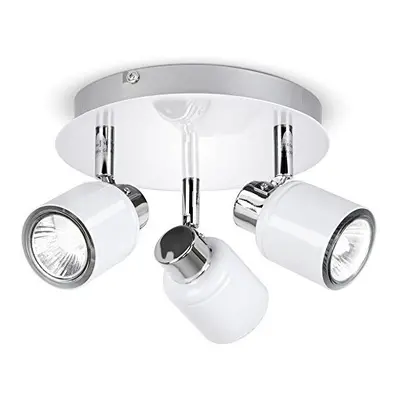 ValueLights Benton White IP44 Round Way Spot Flush Ceiling Light