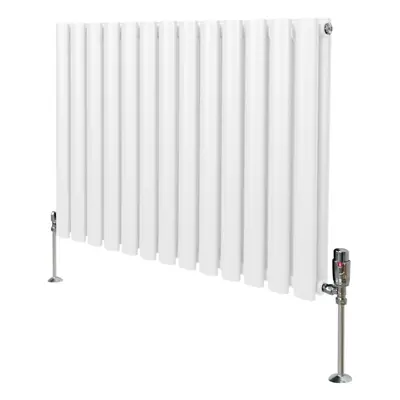 (600mm x 780mm, White) Oval Column Designer Radiator & TRV Valves