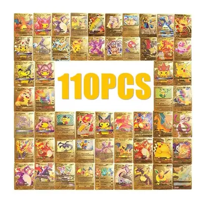 Pokemon 110-Piece Gold Foil Assorted Cards TCG Deck Box V-Series Cards GX Rare Cards EX Cards Vm