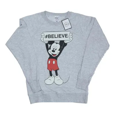 (S, Heather Grey) Disney Womens/Ladies Mickey Mouse Believe Sweatshirt