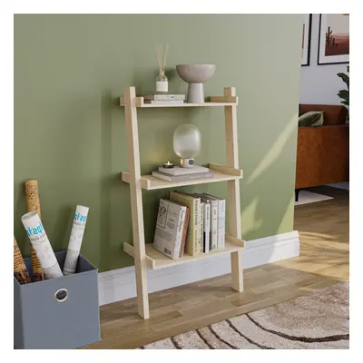 (Pine) York Tier Ladder Bookcase Leaning Shelving Unit