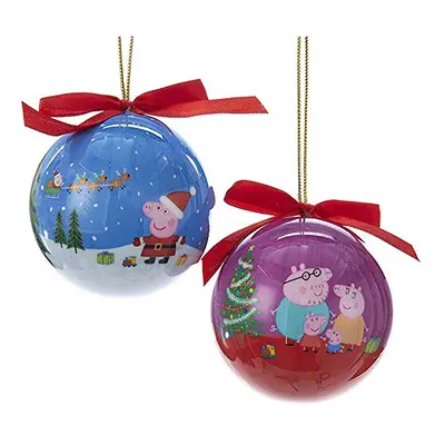 Kurt Adler MM Assorted Blue And Purple Peppa Pig Daddy And George Decoupage Christmas Ball Ornam