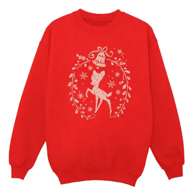 (L, Red) Disney Womens/Ladies Bambi Christmas Wreath Sweatshirt