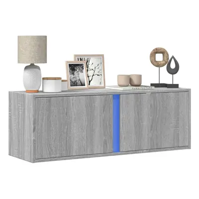 vidaXL TV Wall Cabinet with LED Lights Floating Cabinet TV Unit Grey Sonoma