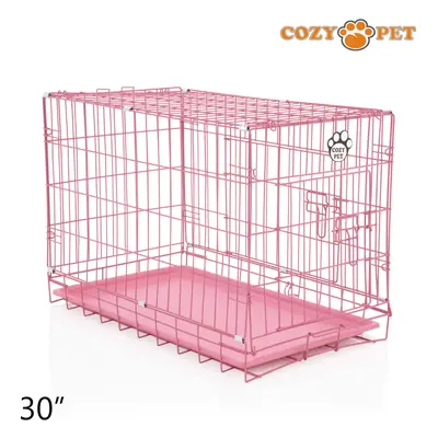 Dog Cage 30" by Cozy Pet Puppy Crate Pen Metal Cage Pink DCP30P