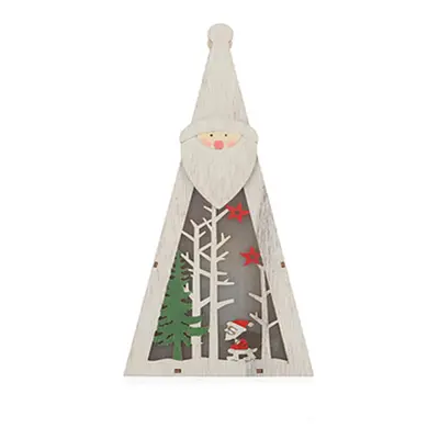 (Santa Claus) Festival Wooden LED Christmas Light Display Ornament for Christmas Home Table Deco