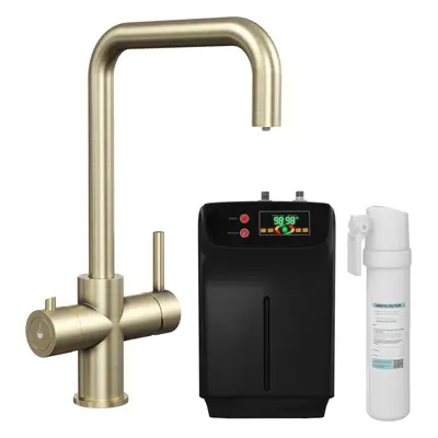 3 in Instant Hot Water Kitchen Sink Tap, Tank and Filter - Brushed Brass - Balterley