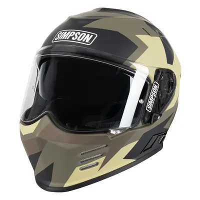 (L) Simpson Venom Comanche ECE 22.06 Full Face Helmet Green / Brown