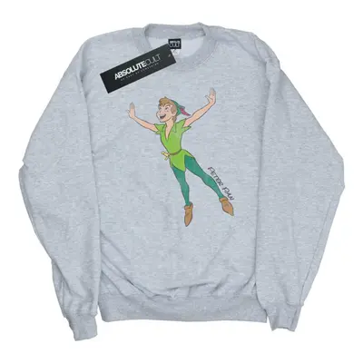 (M, Heather Grey) Disney Womens/Ladies Classic Flying Peter Pan Sweatshirt