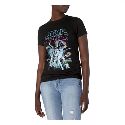 STAR WARS womens Neon Hope Poster Crew Neck Graphic T-shirt T Shirt B