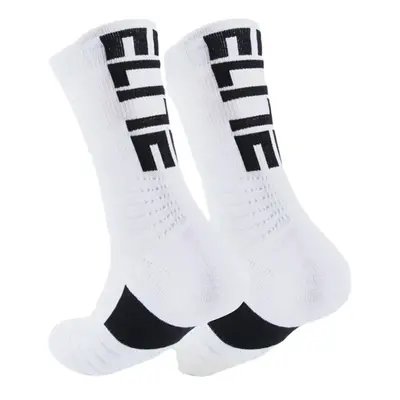 (White) Men Cotton Slash Letter Pattern Sport Breathable Anti-slip Mid-length Tube Socks